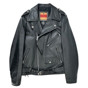 Vintage Cooper Black Genuine Cow Nappa Leather Moto Biker Jacket sz L